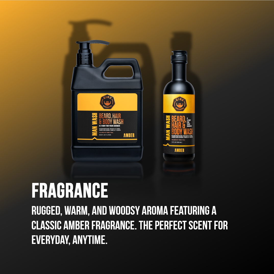 Amber Man Wash: Beard, Hair & Body Wash Liter (32 oz)