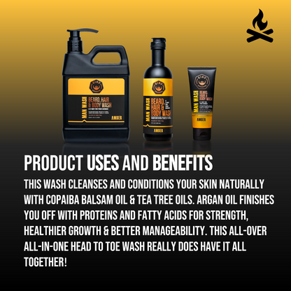 Amber Man Wash: Beard, Hair & Body Wash 12 oz