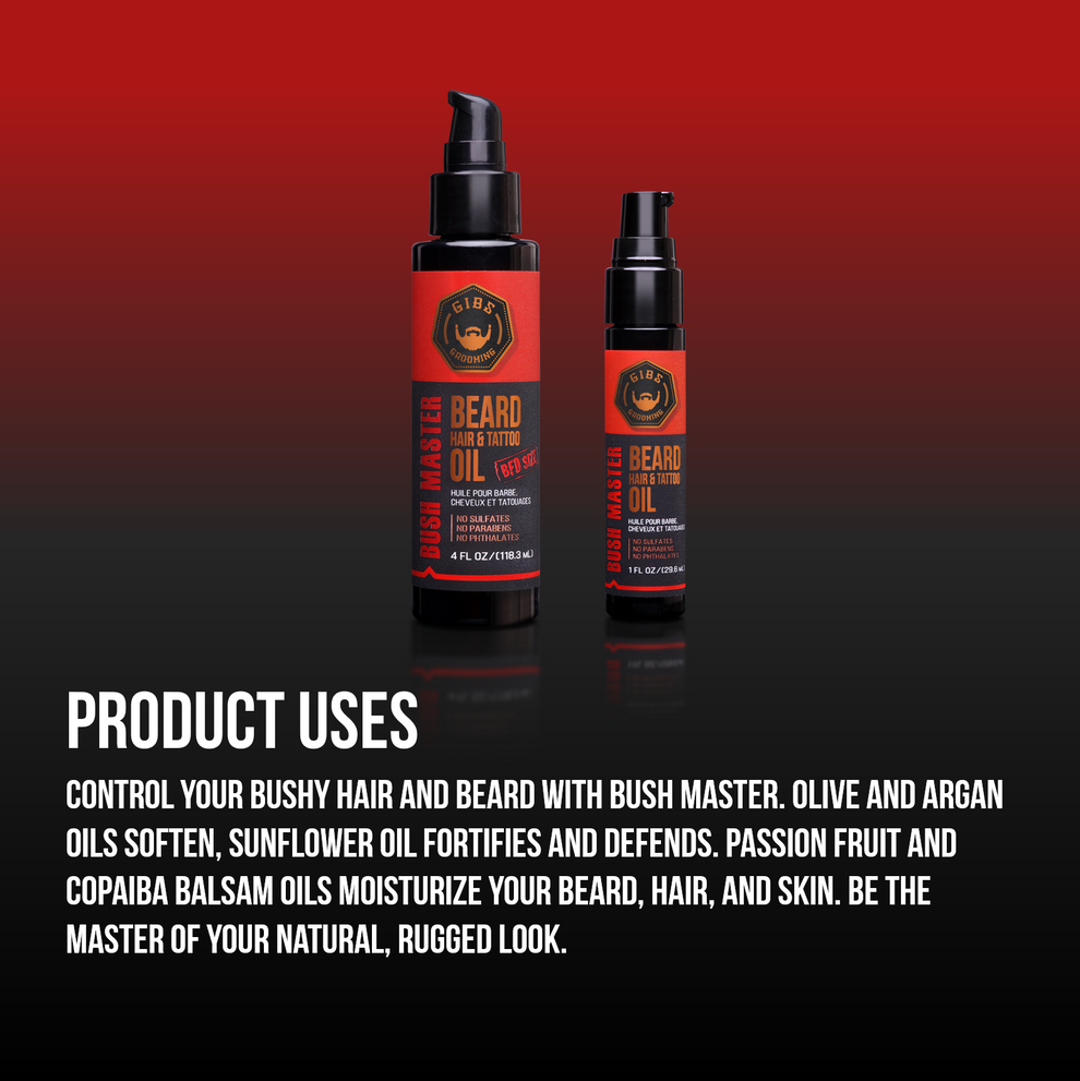 Beard, Hair & Tattoo Oil: Bush Master 1 oz – Gibs Grooming