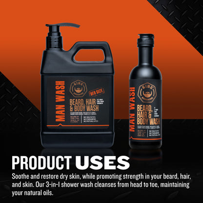 Man Wash: Beard, Hair & Body 3.25 oz