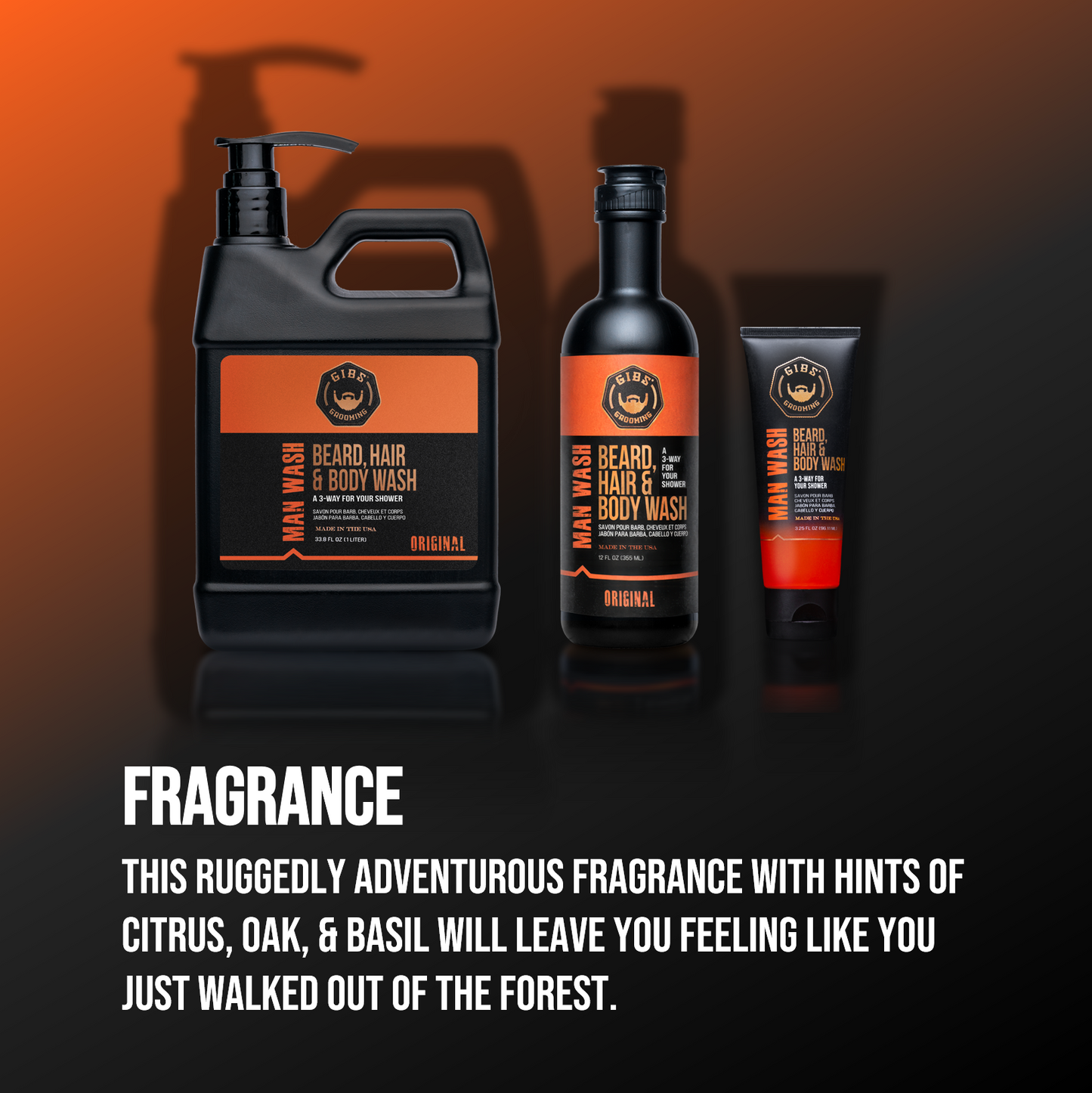 Original Man Wash: Beard, Hair & Body Wash Liter