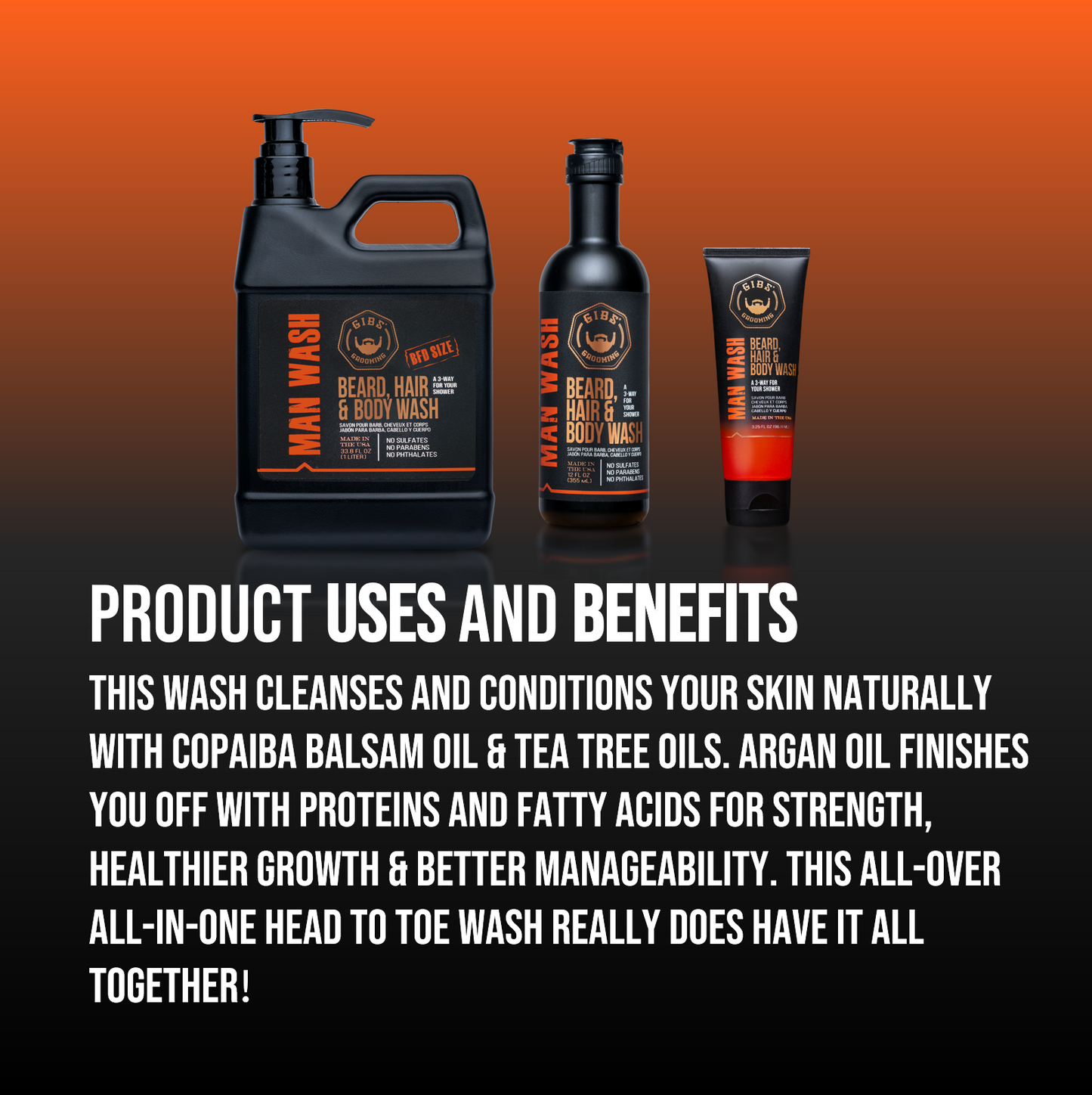 Original Man Wash: Beard, Hair & Body 12 oz