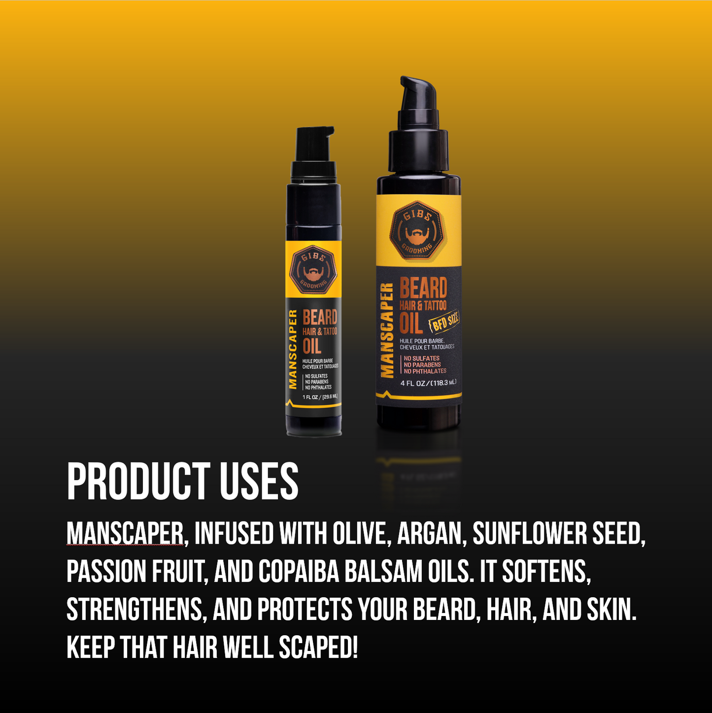 Beard, Hair & Tattoo Oil: Manscaper 4.oz.