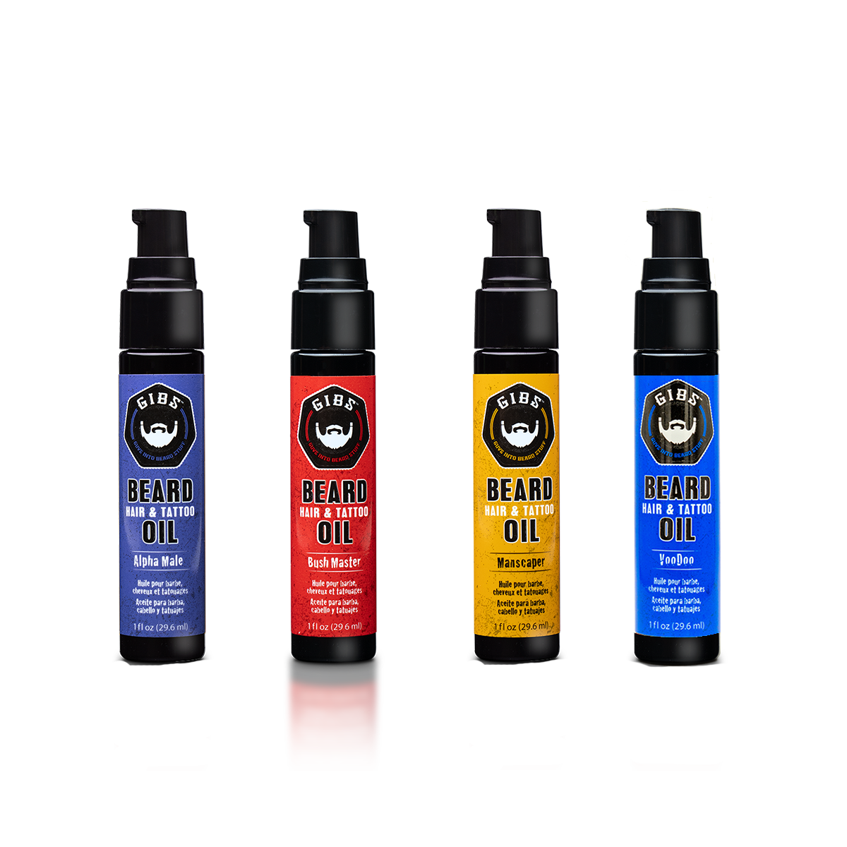 GIBS Beard, Hair & Tattoo Oil Set of 4 (Save 25%)