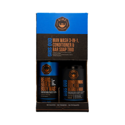Oud Man Wash, Conditioner, and Bar Soap Holiday Trio