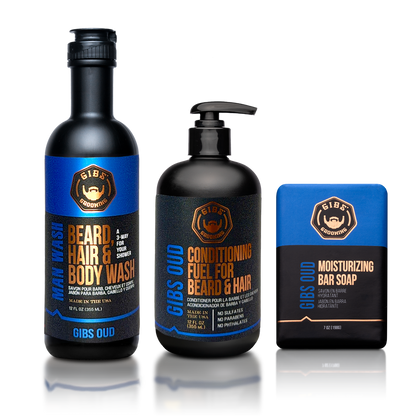 Oud Man Wash, Conditioner, and Bar Soap Holiday Trio