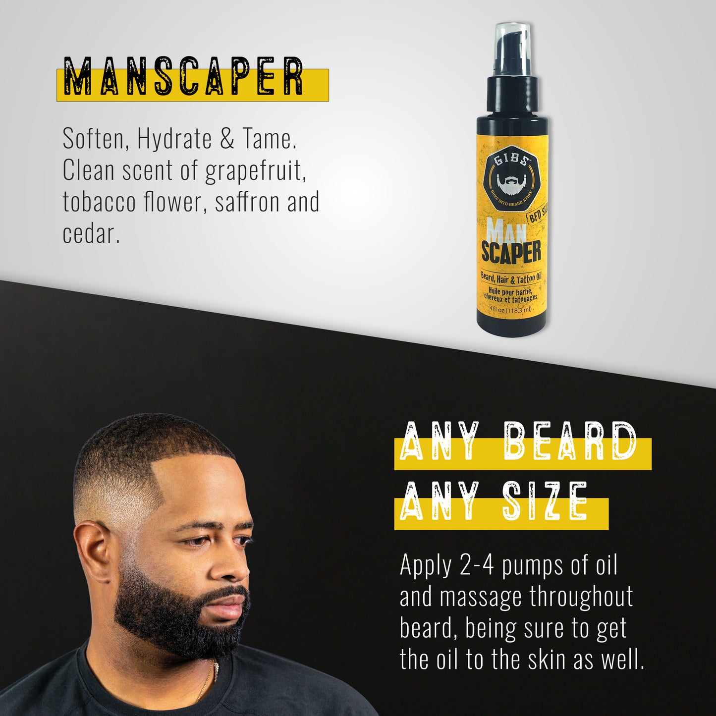 Manscaper Beard, Hair & Tattoo Oil- 4.oz.