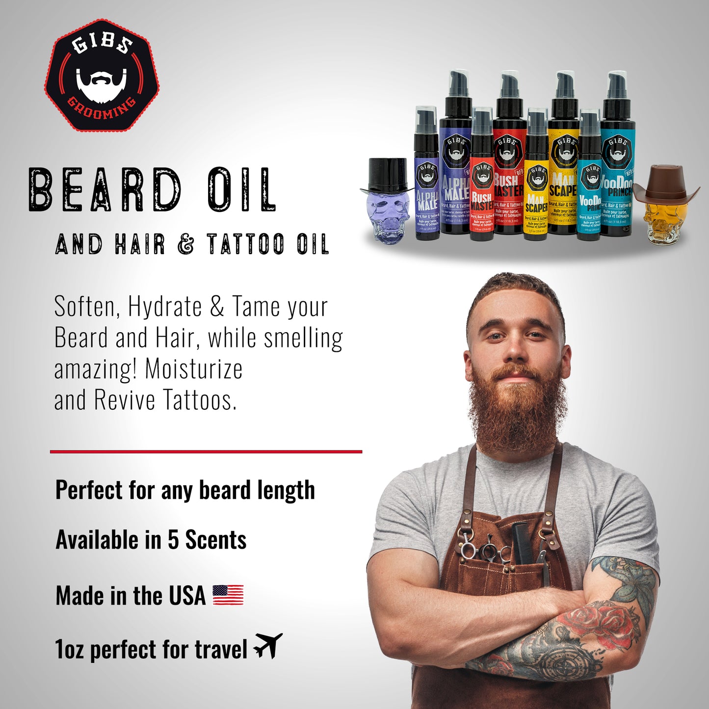 Manscaper Beard, Hair & Tattoo Oil- 4.oz.