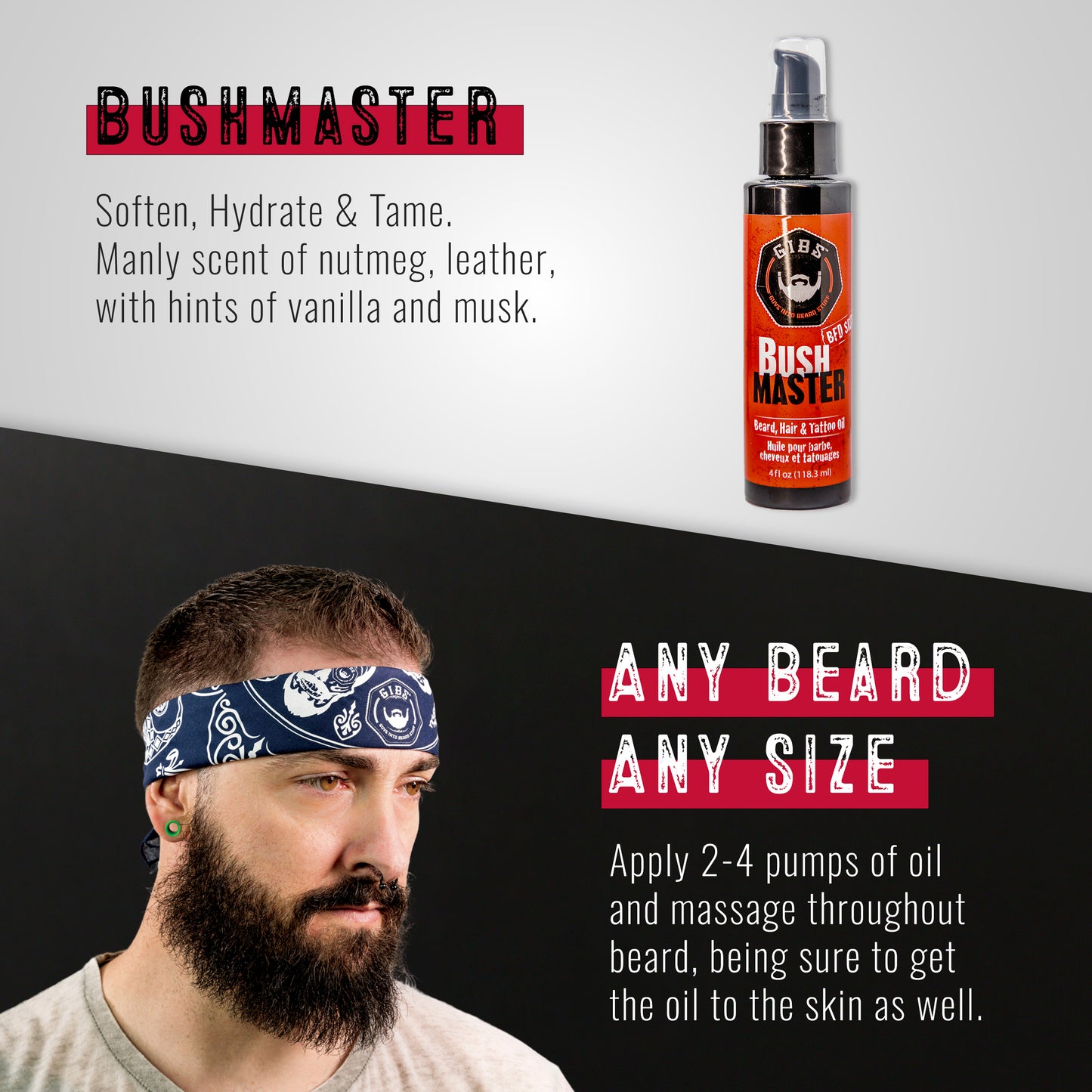 Bush Master Beard, Hair & Tattoo Oil- 4.oz.
